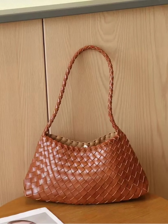 Handbags - Woven Shoulder Bag - Brown